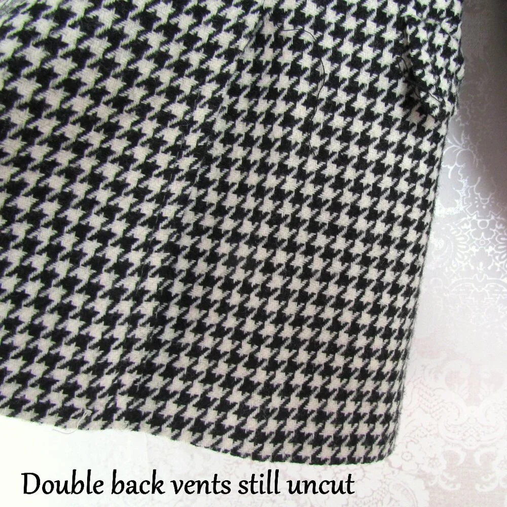 BOY'S WOOL BLAZER, 10-12 MED, BLACK & WHITE HOUNDSTOOTH CHECK, LINED, POCKETS